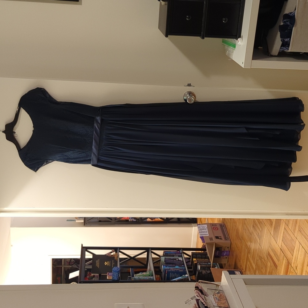 Azazie Beatrice navy bridesmaid dress